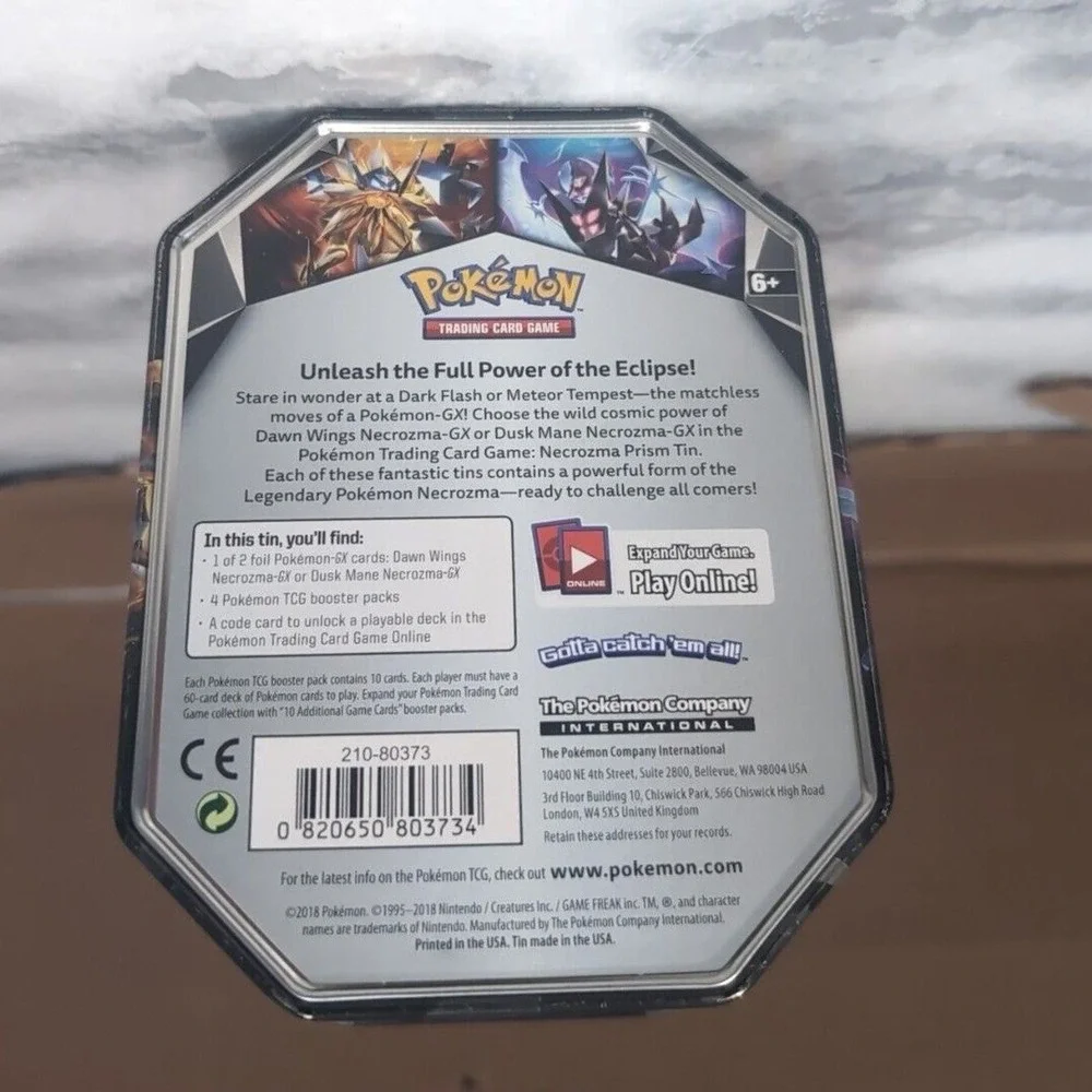 Pokemon TCG Necrozma Prism Tin Empty Card‎ Storage Dusk Mane Dawn Wings 2018